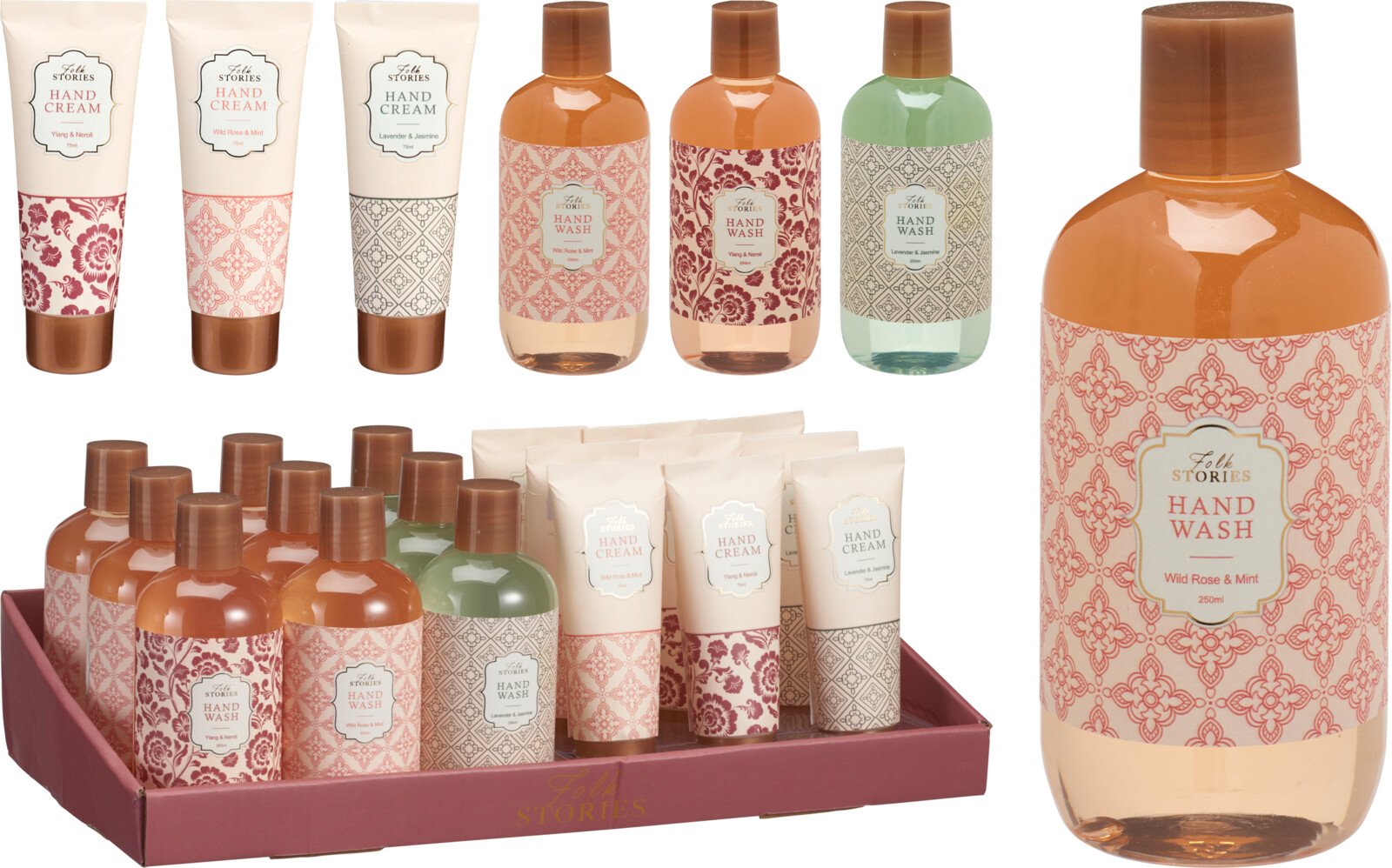 Rankų priežiūros priemonė, rankų kremas, 75 ml, 3 kvapai arba skystas muilas, 250 ml, 3 kvapai