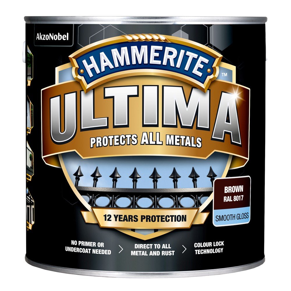 Antikoroziniai dažai HAMMERITE Ultima, 2,2 l, rudos sp., blizgūs