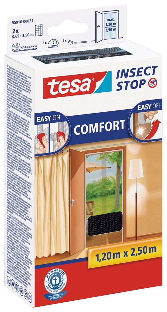 Apsauginis tinklelis durims nuo vabzdžių TESA Comfort 55910, 2 x 0,65 x 2,5 m, juodos sp.