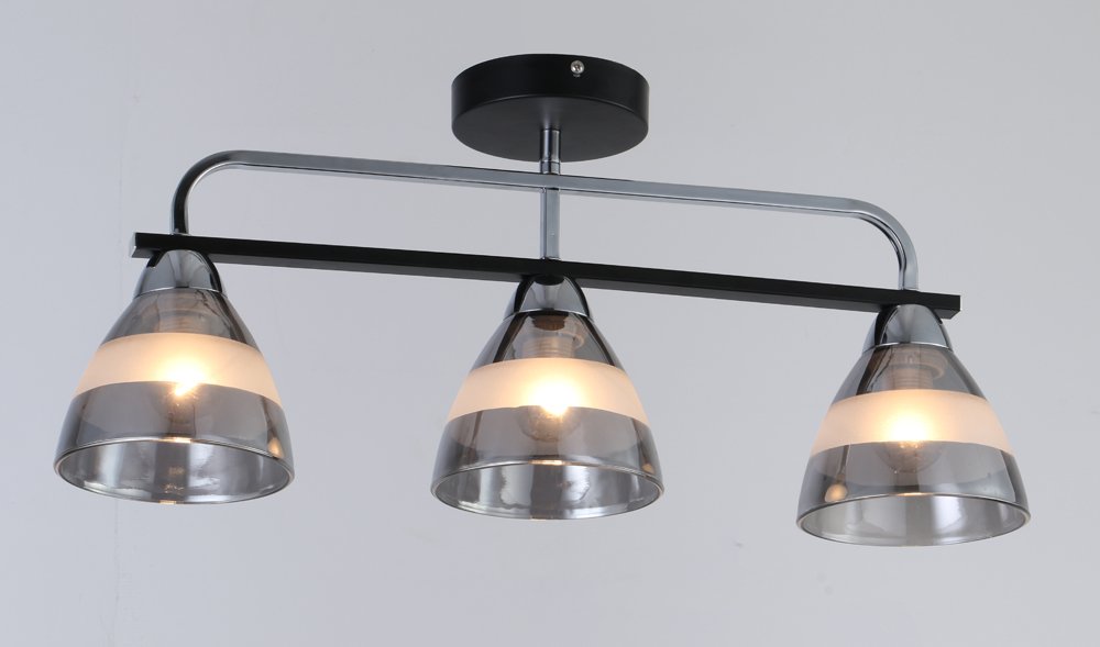 Pakabinamas šviestuvas BALTIK GAISMA K90561/3, E27, 3 x 60W, juodos sp., metalas+stiklas, 580 x 260 x 140 mm