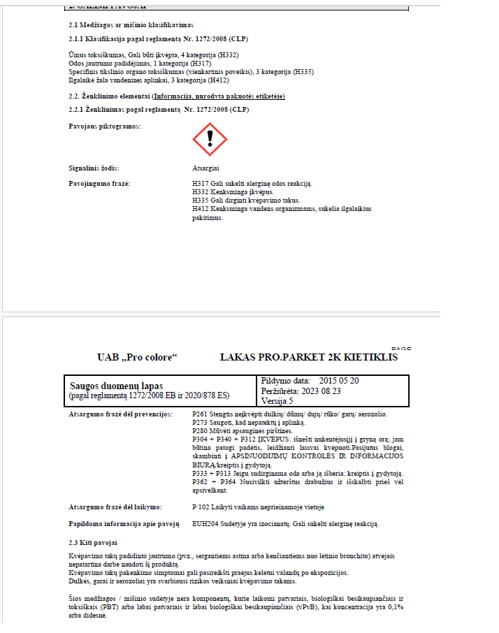 Lakas PRO Parket 2K, 1 l, pusiau matinis