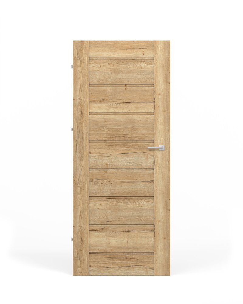 Laminuotos vidaus durys su užlaida VIVENTO PL-01, kairinės, spl. Halifax oak, 2030x744x40 mm