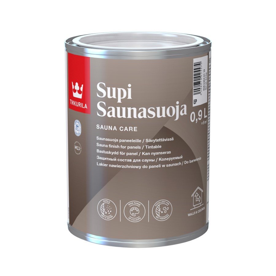 Saunos sienų apsaugos priemonė TIKKURILA Supi Saunasuoja, 0,9 l, pusiau matinis, bekvapis
