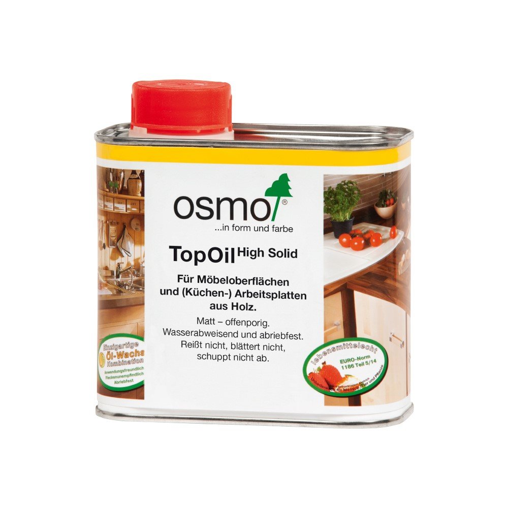 Medienos aliejus su kietaisiais vaškais OSMO Topoil 3058, skaidrus, matinis, skirtas stalviršiams, 0,5 l