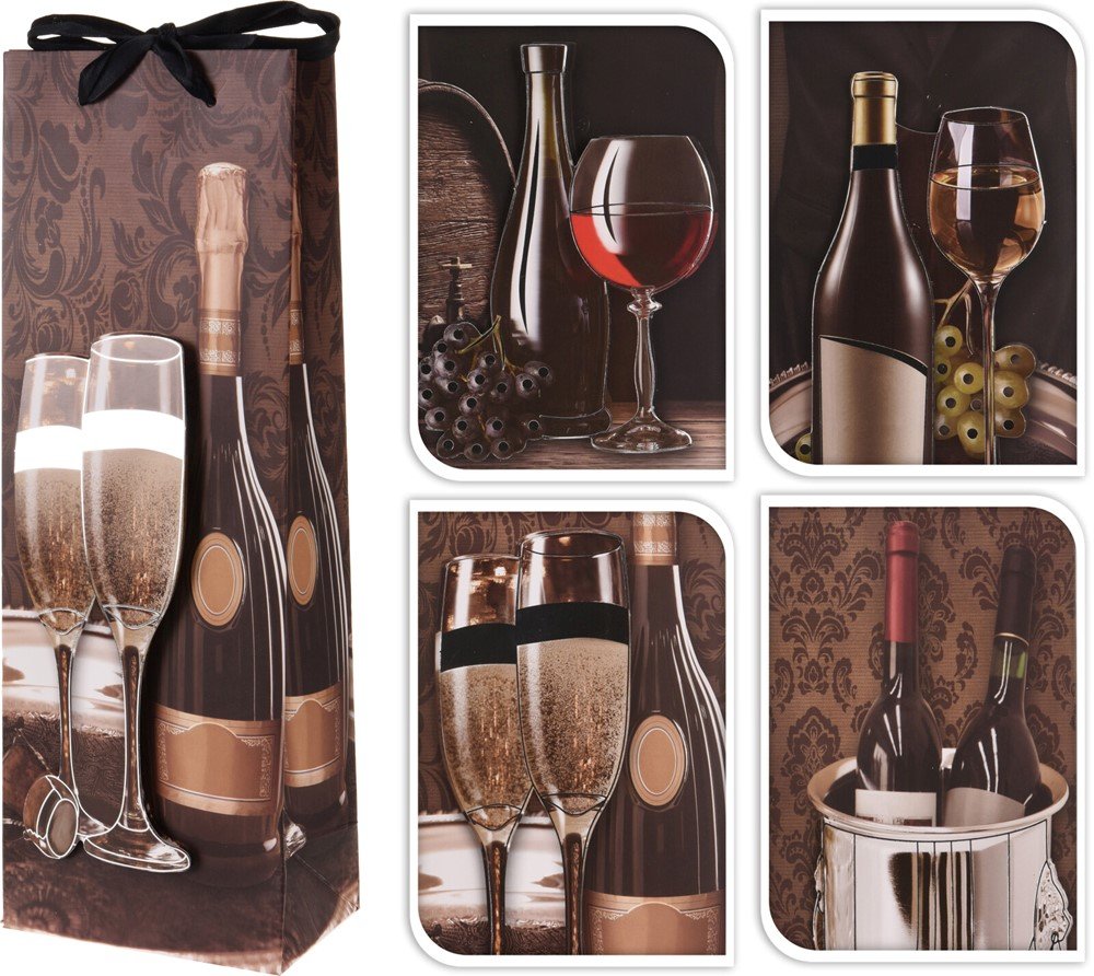 Dovanų maišelis buteliui, 4 skirtingi dizainai