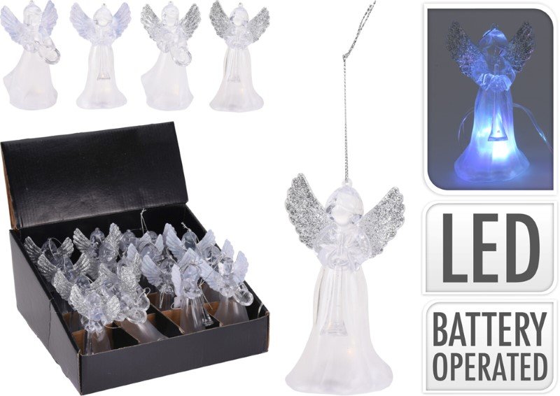 Kalėdinė LED dekoracija Angelas, 11 cm, 4 rūšių