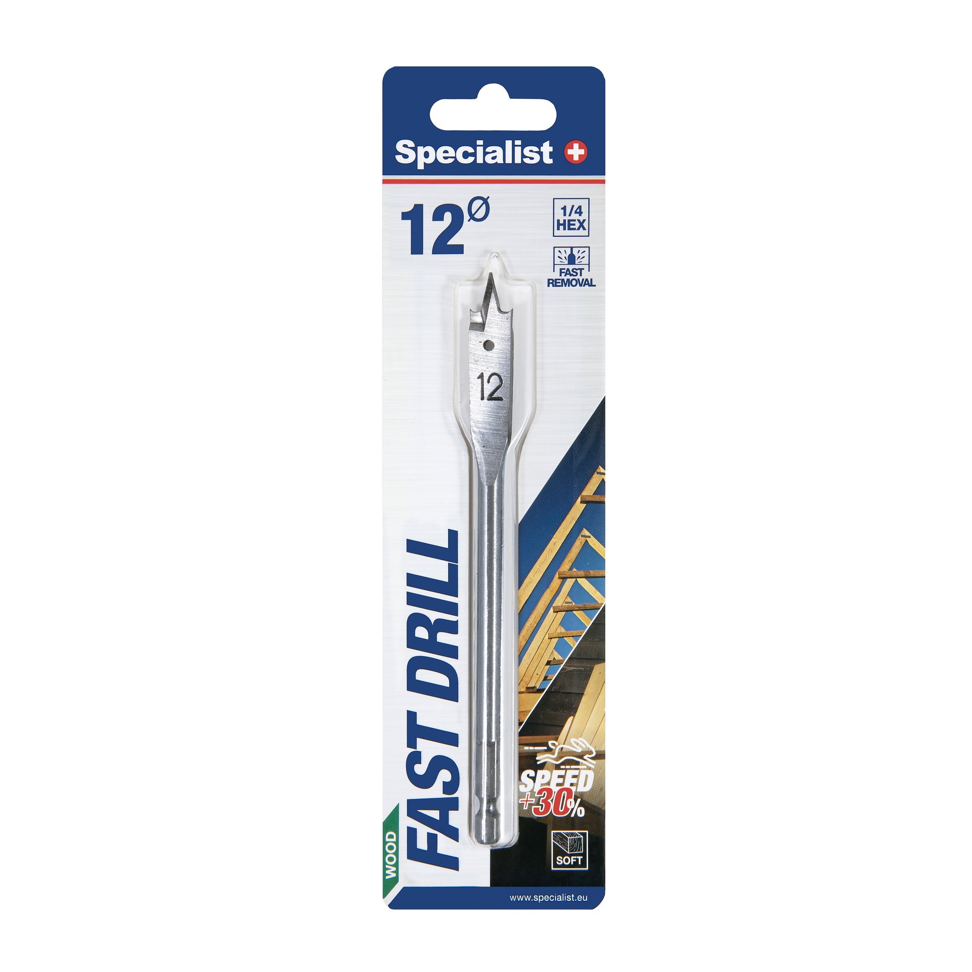 Plunksninis grąžtas medžiui SPECIALIST+, 12 mm