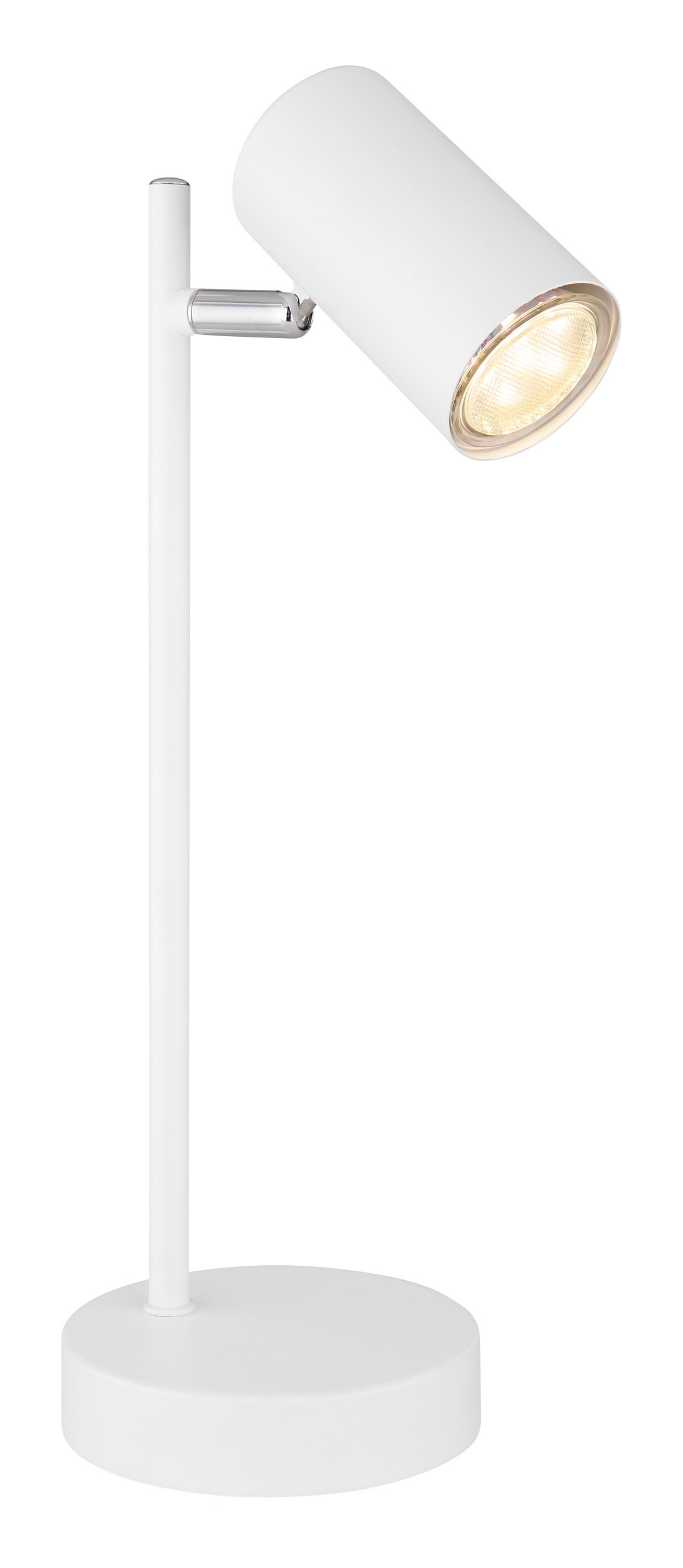 Stalinis nakties šviestuvas GLOBO Robby, GU10, 1 x 5W, 230V, su jungikliu ant 1,5 m ilgio laido, metalinis, baltos sp., 120 x 120 x 350 mm, 57910TW