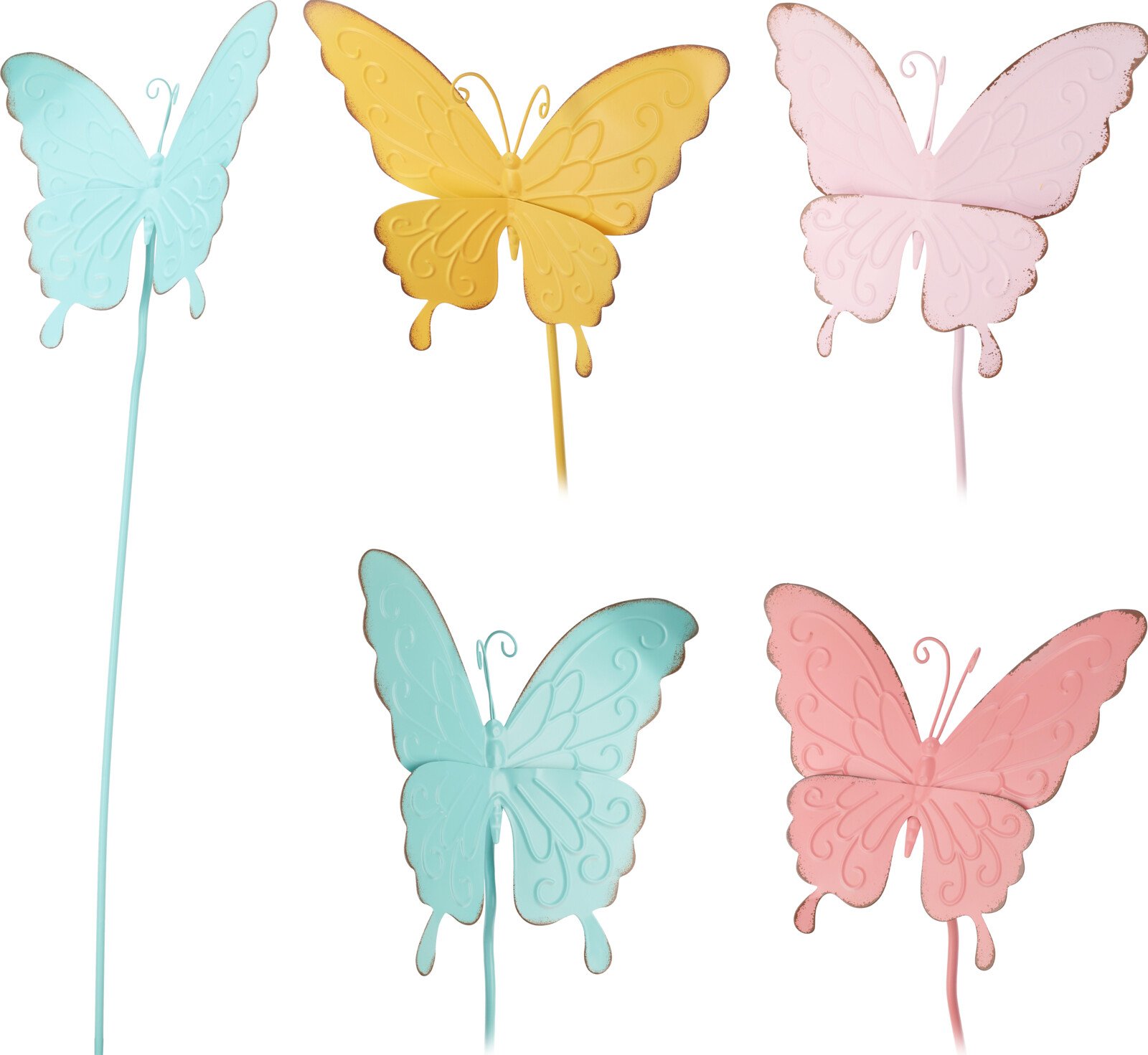 Sodo dekoracija DRUGELIS, metalinė, įsmeigiama, įvairių sp., 25,5 x 10 x 86 cm.