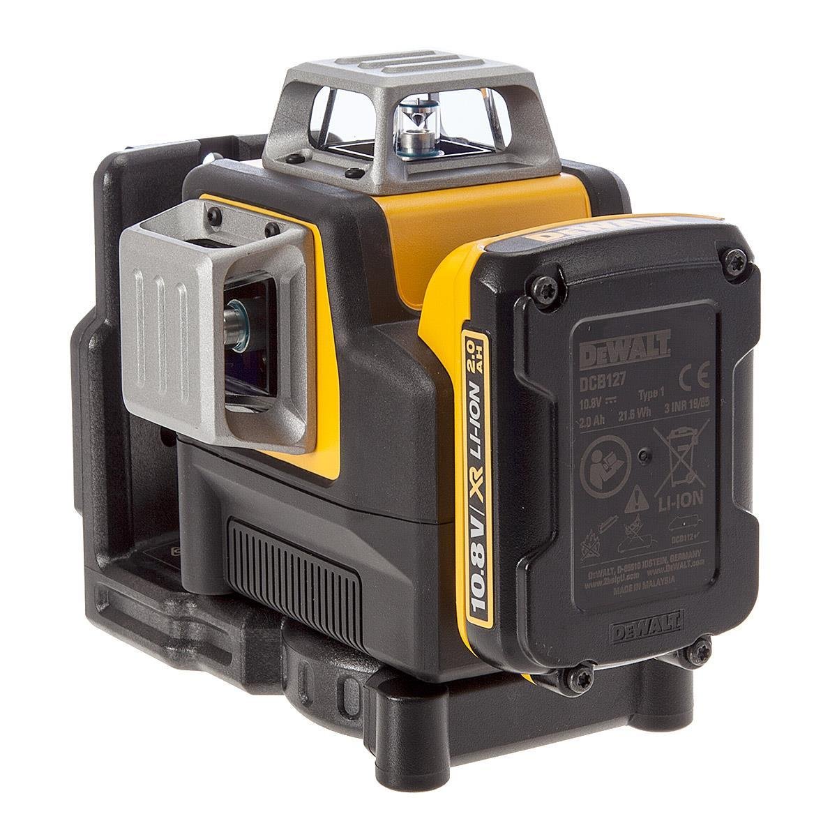 Lazerinis nivelyras DEWALT DCE0811D1G-QW, 12 V, 2x360 spinduliai, komplekte 2,0 Ah baterija, žalias spindulys