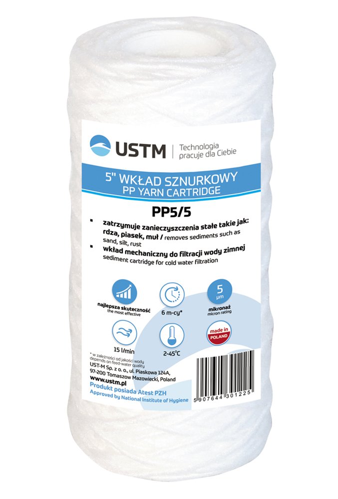 Vandens filtro kasetė USTM PP5M/5, 5", 5 µm, PP siūlų, mechaninio valymo