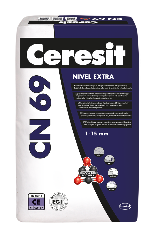 Savaime išsilyginantis mišinys CERESIT CN 69, 1-15 mm, 25 kg