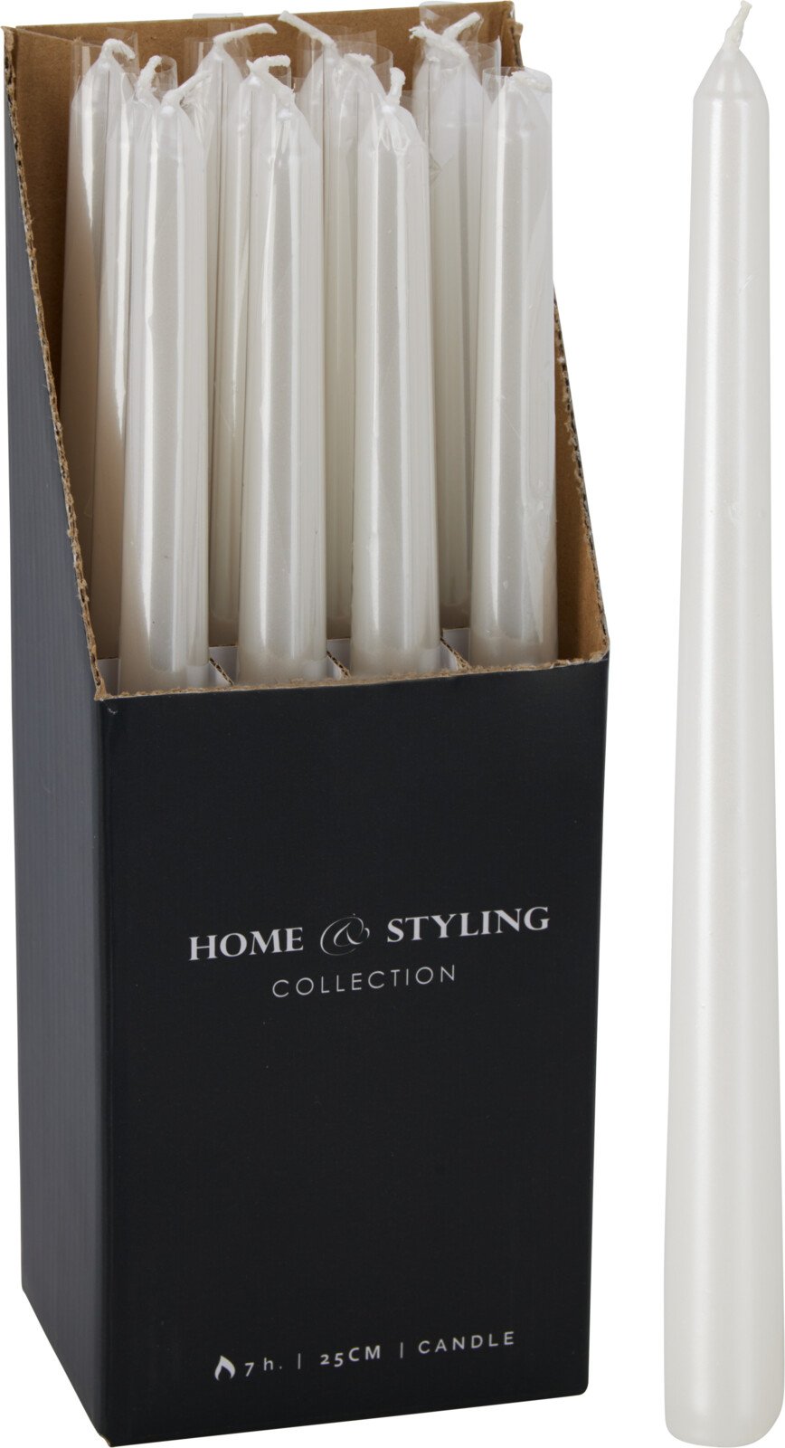 Vakarienės žvakė, baltos sp., ilgis 25 cm