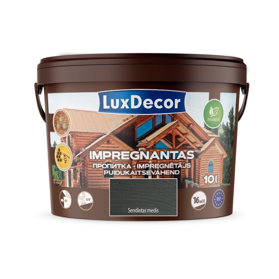 Impregnantas medienai LUXDECOR, (15) sendintas medis, laukui ir vidui, 10 l