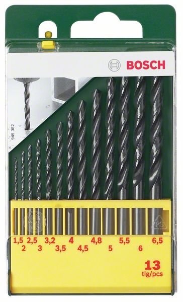 Grąžtų metalui rinkinys BOSCH HSS-R, 1,5-6,5 mm, 13 vnt.