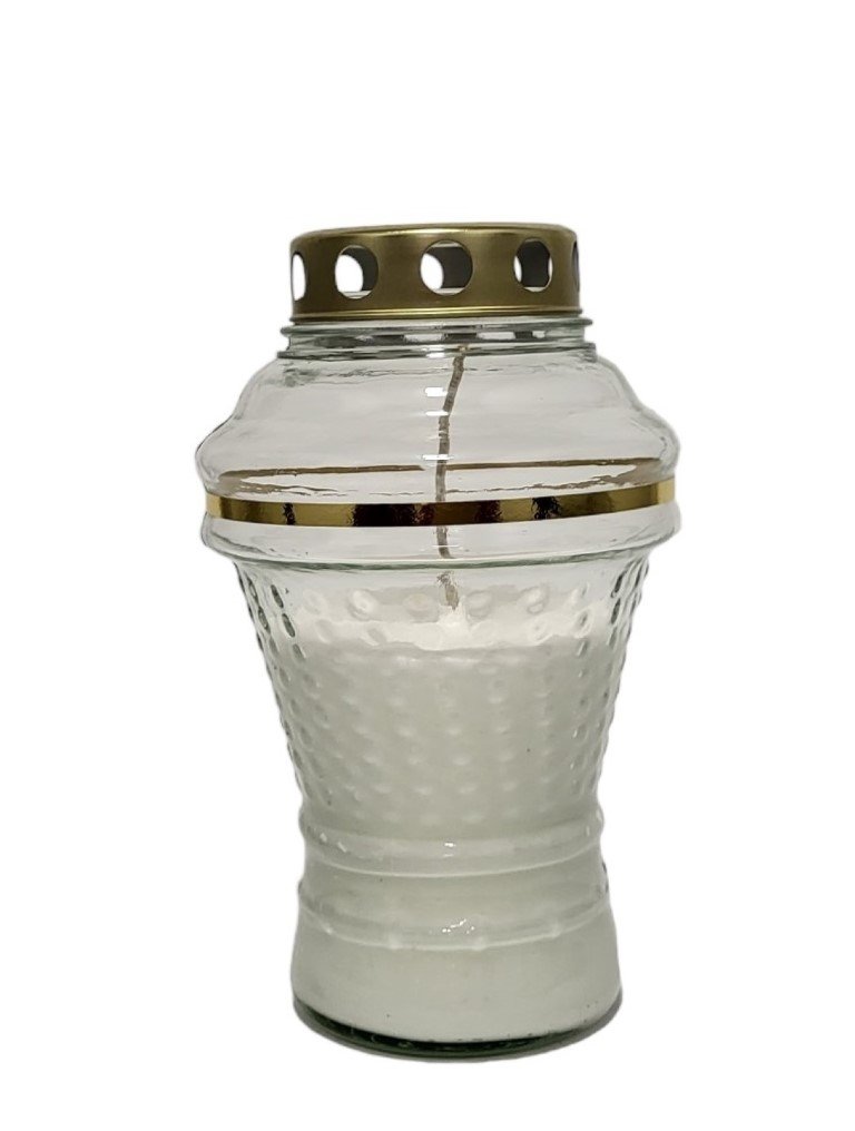 Kapų žvakė S54, degimo laikas apie 60 val, 19 x 11 cm