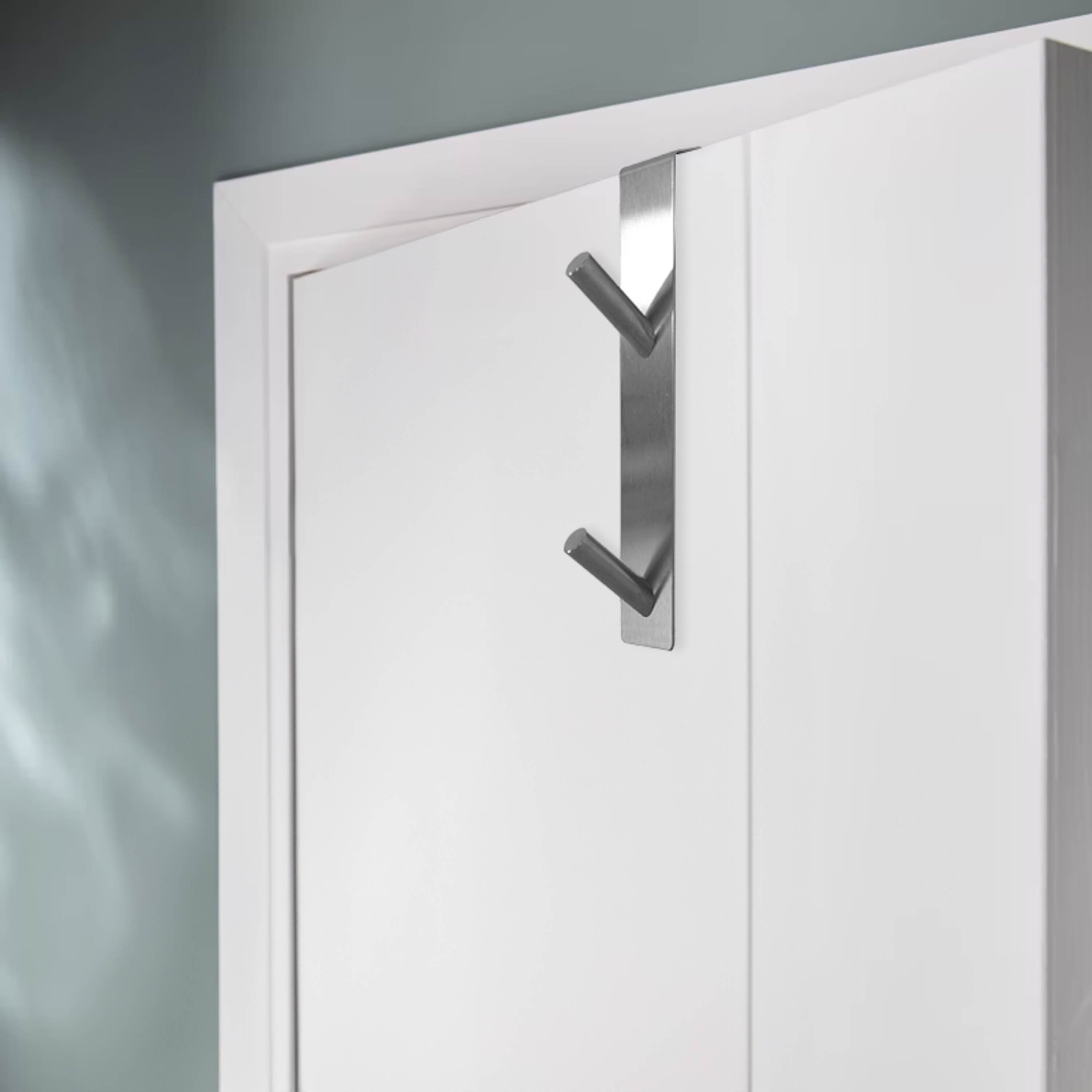 Kabliukas SEPIO, kabinamas ant durų, metalinis, dvigubas, sidabro spl.