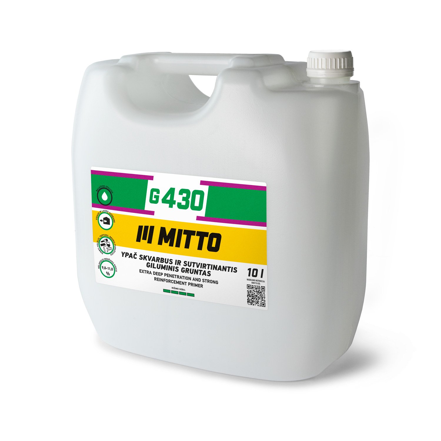 Giluminis gruntas MITTO G430, 10 l, ypač skvarbus ir sutvirtinantis