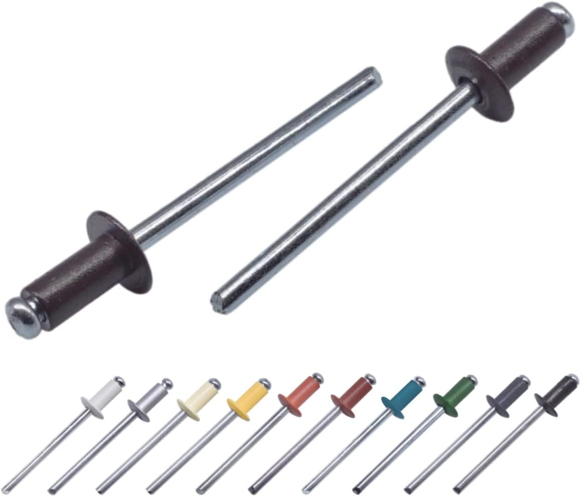 Aliumininės kniedės, 4,0 x 10 mm, RAL8019, 50 vnt., pilkai ruda