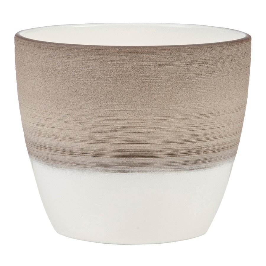 Kambarinis keraminis vazonas SCHEURICH Espresso Cream (950/16), rudos sp., vazono skersmuo 16 cm.