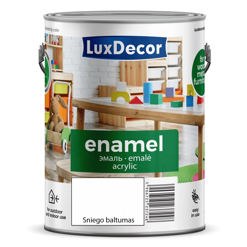 Universali akrilinė emalė LUXDECOR, 2,2 l, (01) sniego baltumo spalvos, matinis