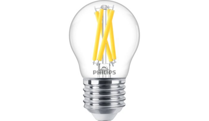 LED lempa PHILIPS, 3,5W, E27, 470LM, 220-240V, 2700-2200K, pritemdoma, filamentinė, skaidri, burbuliukas, atitinka 40W lemputę