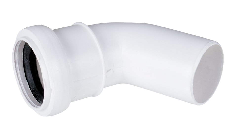 Vidaus nuotekų alkūnė AQUER PP, d50/15, balta sp.