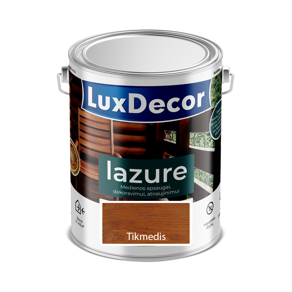 Medienos impregnantas LUXDECOR Lazure, 2,2 l, (02) Tikmedis