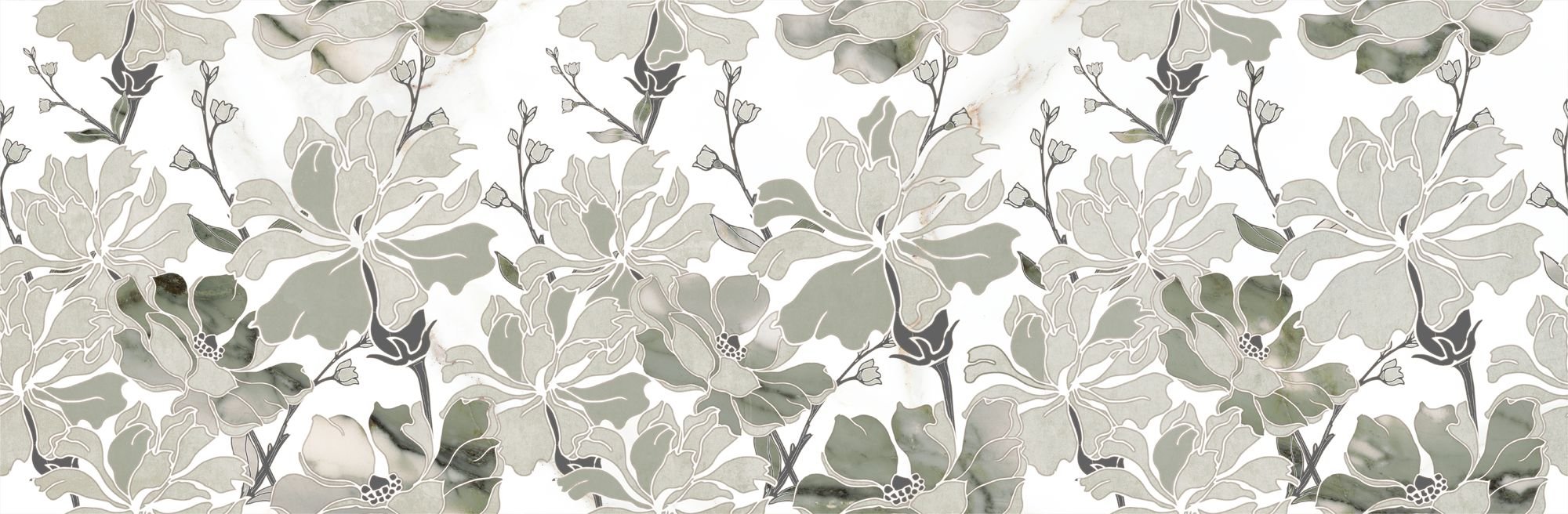 Dekoratyvinės keraminės plytelės KAI CEMENTO SALVIA FLORA GREEN 3406, 24,4 x 74,4 cm, 1,089 m2/dėž., rektifikuotos, įvairiaspalvės