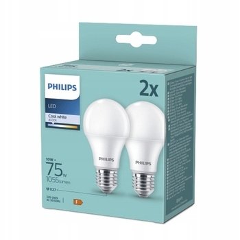 LED lemputė PHILIPS, 10W (=75W), 1055LM, 4000K, E27, A60, pakuotėje 2 vnt.