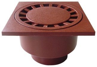 Trapas ACO, 20x20cm, iš ABS plastiko, rudas, su vert. 110mm ištekėjimu, 1,4 l/s, A15, 310090