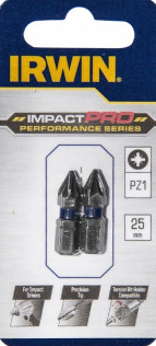 Smūginiai sukimo antgaliai IRWIN Impact Pro, 25 mm, 2 x PZ1