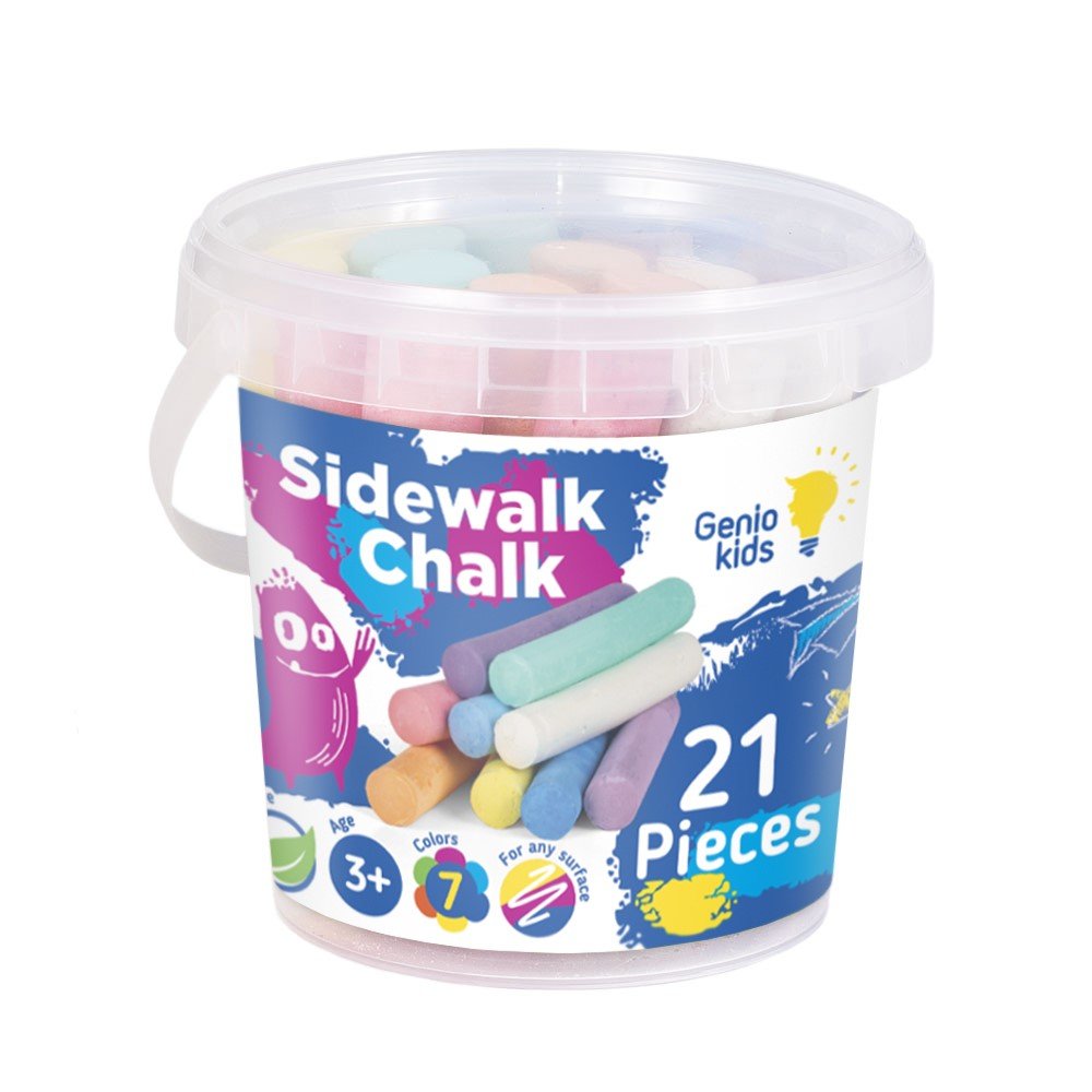 Spalvotos piešimo kreidelės Genio kids, storos, 21 vnt