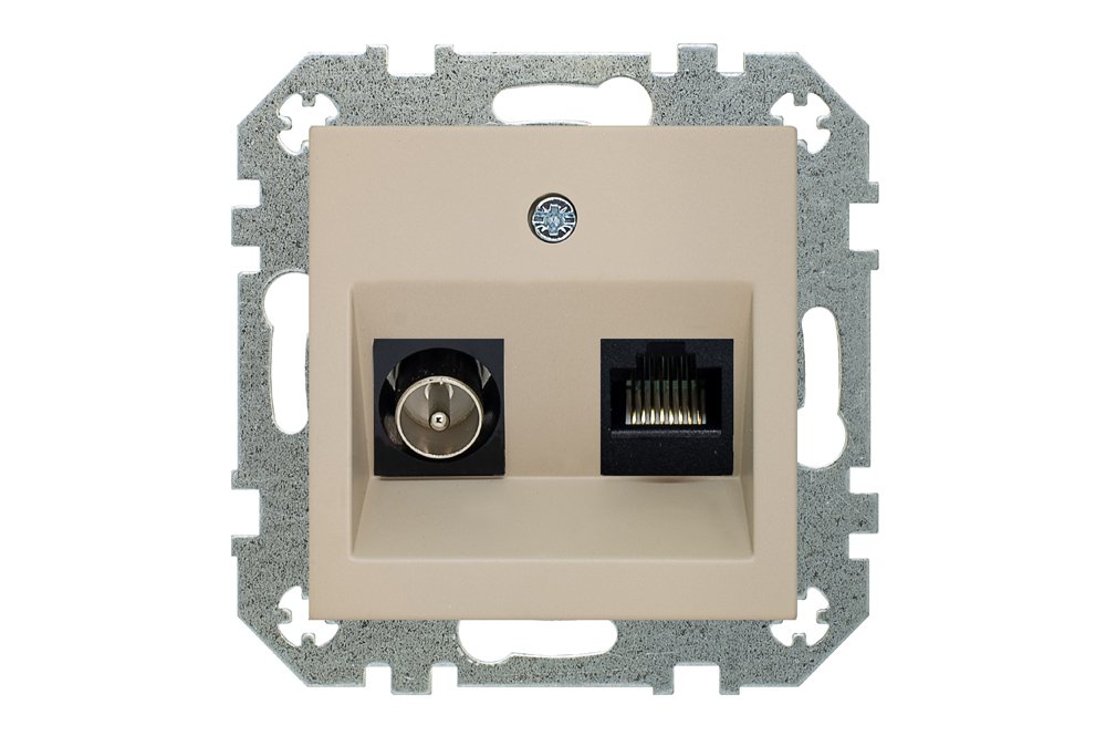 Televizijos antenos ir kompiuterio lizdas LIREGUS Retro, 2 vietų, įleidžiamas, kreminė sp., ITVKL-1-01.R/ONC 