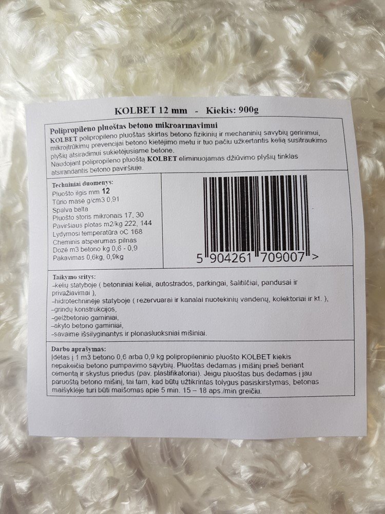 Polipropileno pluoštas KOLBET, 12mm, 0.9kg