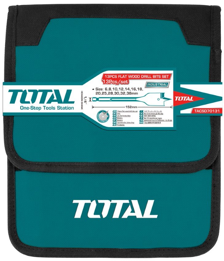 Plunksninių grąžtų rinkinys TOTAL, 13 vnt., ilgis 152 mm, (6-38 mm) TACSD70131