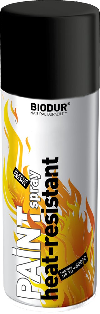 Karščiui atspari emalė BIODUR Paint Heat- Resistant, juoda, 400 ml