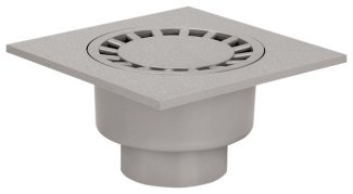 Trapas ACO, 25x25cm, iš ABS plastiko, pilkas, su vert. 110mm ištekėjimu, 1,4 l/s, A15, 310092