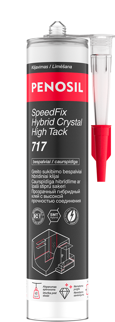 Hibridiniai klijai PENOSIL SpeedFix Hybrid Crystal High Tack 717, 290 ml, bespalviai