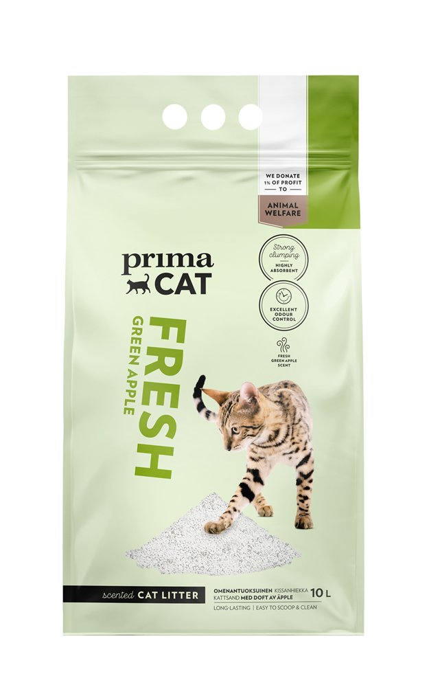 Kraikas katėms PRIMACAT Fresh, obuolių aromato, baltas, 10 L
