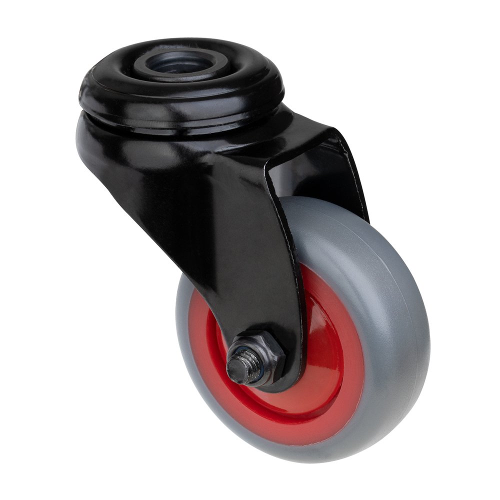 Pasukamas ratukas kietoms grindims WALTECO, d-50 mm, su skyle, apkrova 50 kg