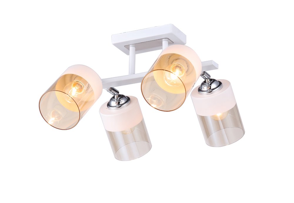 Pakabinamas šviestuvas BALTIK GAISMA K90312/4 Wt/Cr, E27, 4 x 60W, baltos sp., metalas+stiklas, 425 x 310 x 250 mm