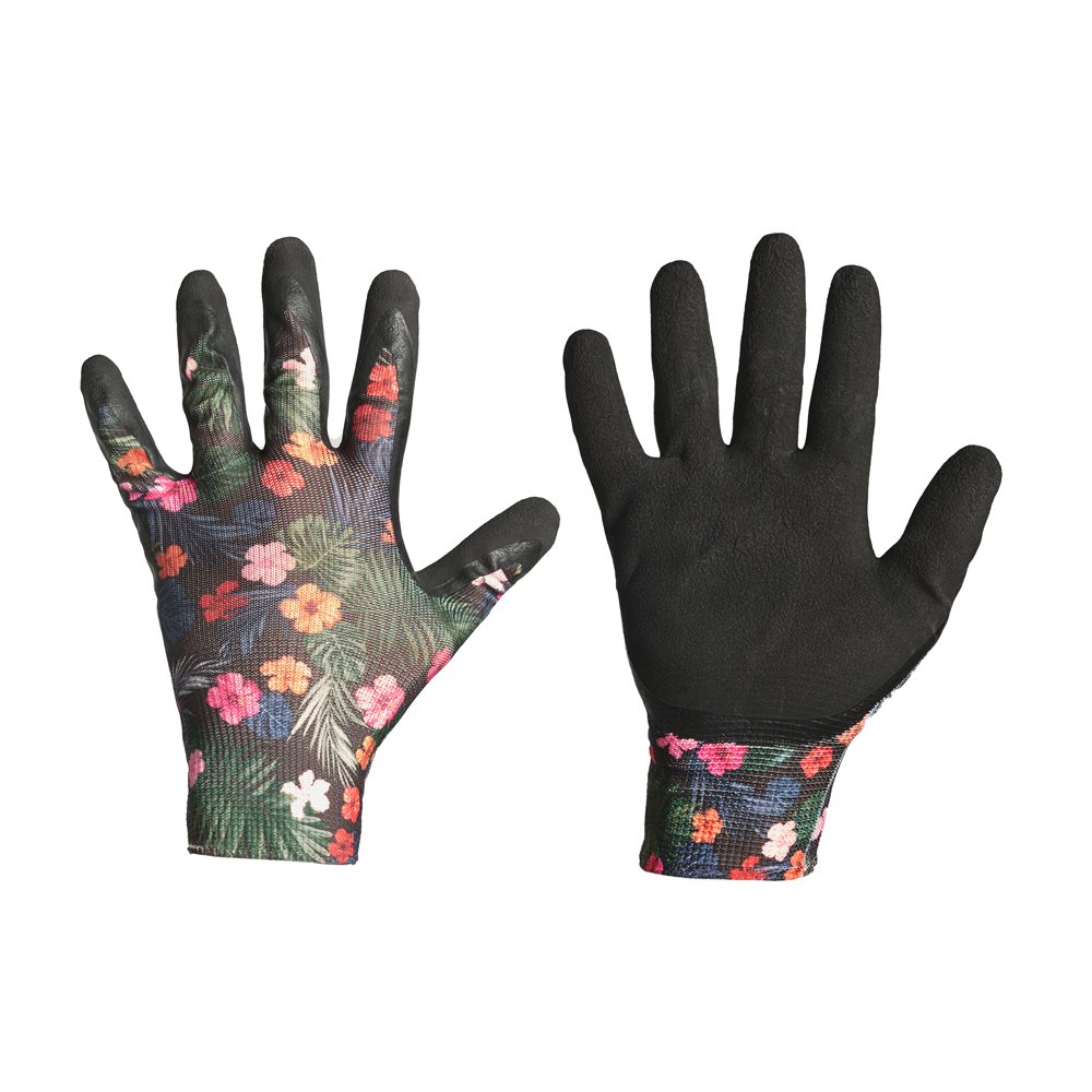 Sodo pirštinės HERVIN PROTECTION SPZ017, aplietos latekso puta, su gėlių ornamentu, spl marga, dydis 10/XL, 26 x 10 cm
