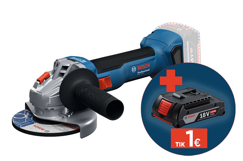 Akumuliatorinis kampinis šlifuoklis BOSCH Professional, GWS 18 V-8, SOLO, 18 V, disko diametras 125 mm, be akumuliatoriaus ir kroviklio, 06019N9000