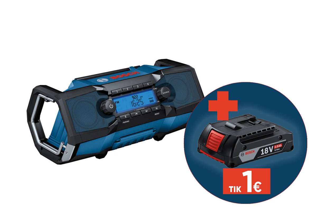 Akumuliatorinis radijas BOSCH Professional GPB, 18V-2 C SOLO, 18 V, 15 W, 06014A3000, be akumuliatoriaus ir kroviklio