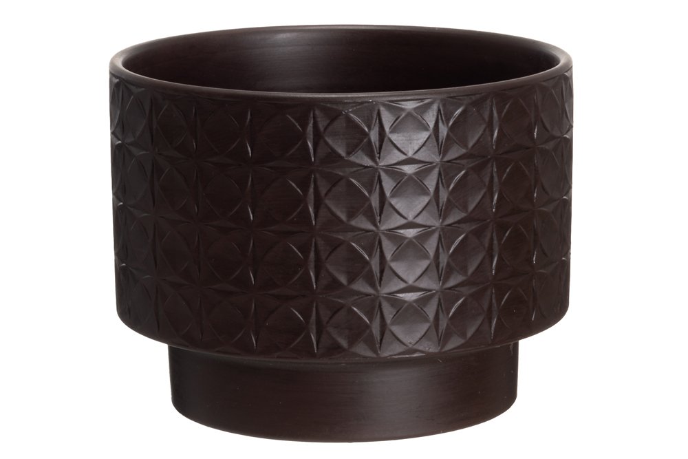 Kambarinis keraminis vazonas 4Living Tripoli, tamsiai rudos sp., 20 x 20 x 15,5 cm.