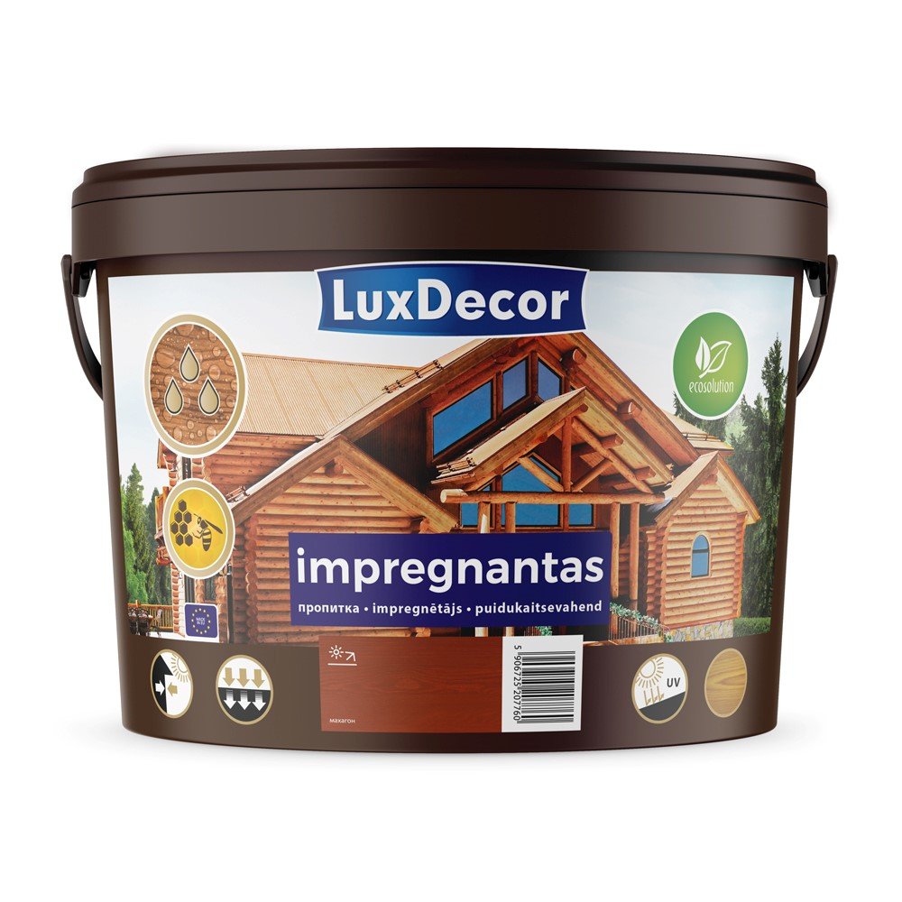 Impregnantas medienai LUXDECOR, (10) pilkas, laukui ir vidui, 10 l