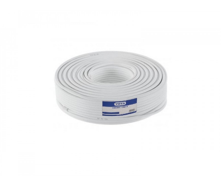 TV antenos kabelis 75 Omh Rg6U Cu, 1.13 mm varinis laidininkas, ekranavimas 64/0.12 mm varinė alavuota pynė ir al. folija, 6.8 mm², Y611C-64, TV64V, balta
