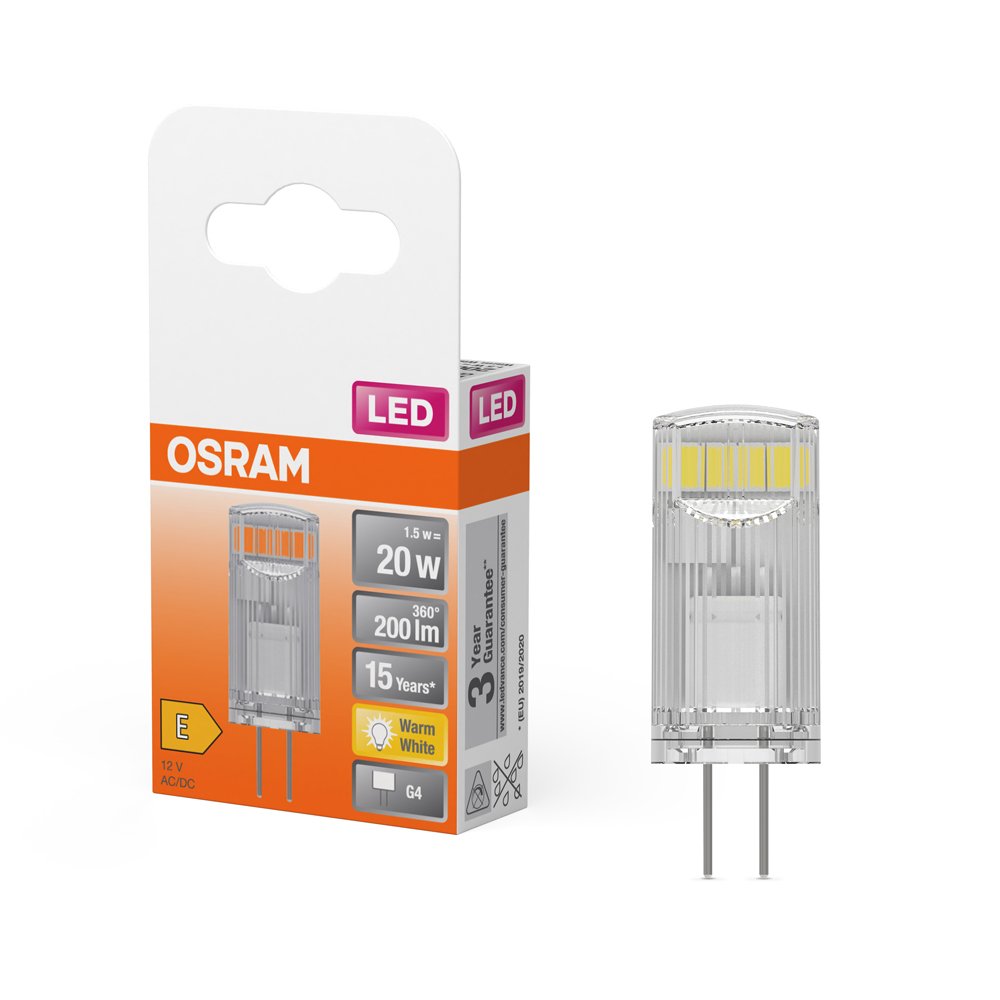 LED lempa OSRAM Special Pin, 1,8W, G4, 12V, 2700K, 200 lm, atitinka 20W lemputę