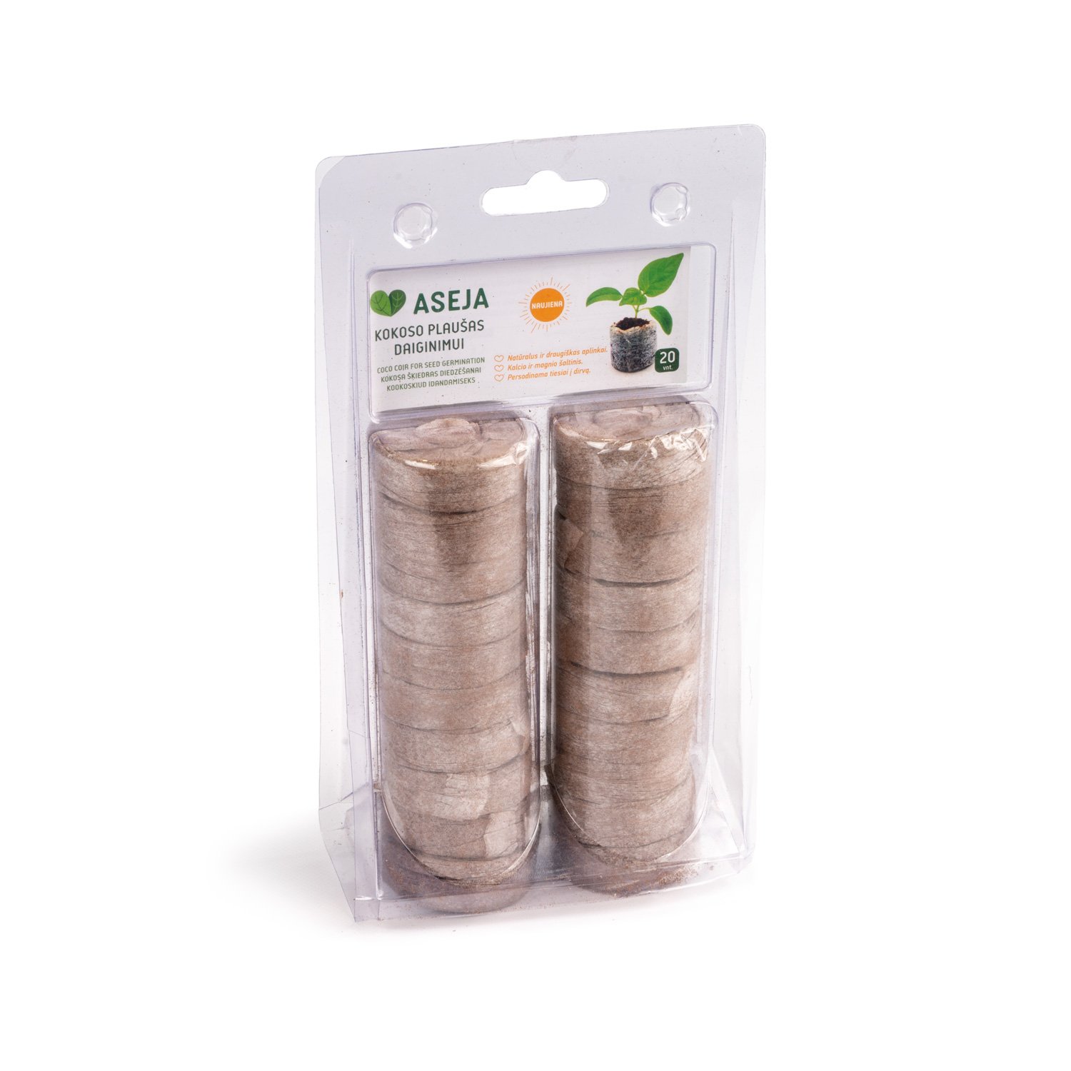 Kokoso plaušas daiginimui ASEJA, 20 vnt., d-35 mm., 8 mm., 198561-20